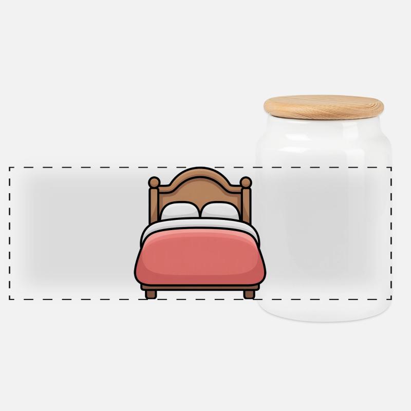 Bett - Comic-Bett - Panorama Keksdose mit Holzdeckel - Weiß