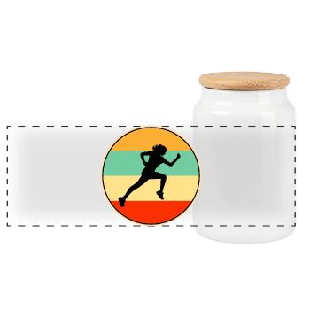 Silhouette rétro de coureuse féminine Art vintage de coucher de soleil - Boîte à biscuits avec couvercle en bois - blanc - Devant