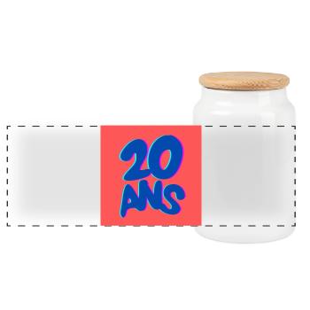20. 20e ANNIVERSAIRE. ANNIVERSAIRE 20 ANS. 20 ANS. - Boîte à biscuits avec couvercle en bois - blanc - Devant