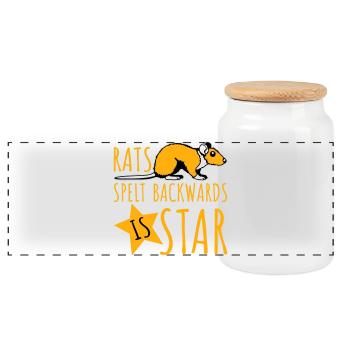 Rats Spelt Backwards Is Star Lustiger Ratte Spruch - Panorama Keksdose mit Holzdeckel - Weiß - Vorne
