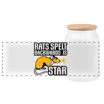Rats Spelt Backwards Is Star Lustiger Ratte Spruch - Panorama Keksdose mit Holzdeckel - Weiß - Vorne