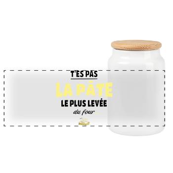 T’es pas la pâte la plus levée du four – humour - Boîte à biscuits avec couvercle en bois - blanc - Devant