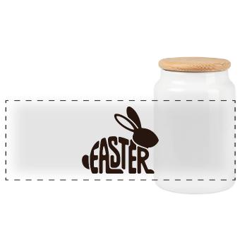 Forme faute de frappe du lapin de Pâques - Boîte à biscuits avec couvercle en bois - blanc - Devant