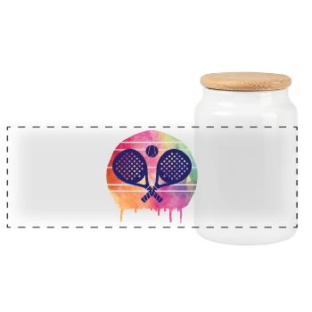 Padel Sport - Panoramic Cookie Jar with Wooden Lid - white - Front
