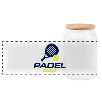 Padel Dad Funny Padel Gift Shirt - Panoramic Cookie Jar with Wooden Lid - white - Front