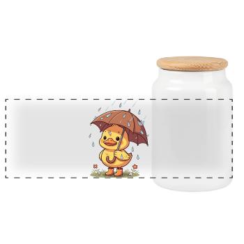 Canetons Cadeaux caneton Design Mignon Enfant - Boîte à biscuits avec couvercle en bois - blanc - Devant