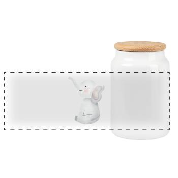 Cute Little Elephant. - Panoramic Cookie Jar with Wooden Lid - white - Front