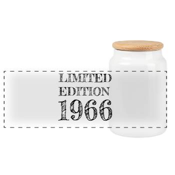 1966 Année de naissance - Boîte à biscuits avec couvercle en bois - blanc - Devant