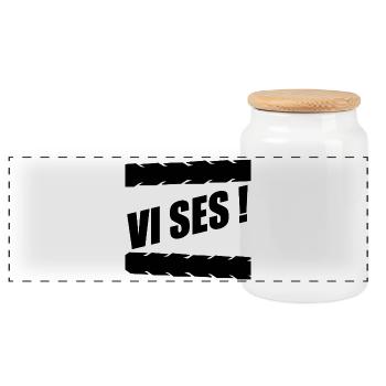 See you goodbye - Panoramic Cookie Jar with Wooden Lid - white - Front