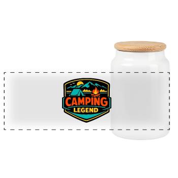 Bouclier de Légende du Camping - Boîte à biscuits avec couvercle en bois - blanc - Devant