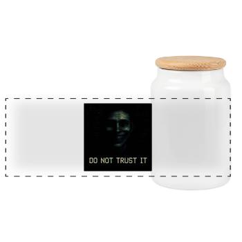 Do Not Trust It Glitch Horror - Panoramic Cookie Jar with Wooden Lid - white - Front