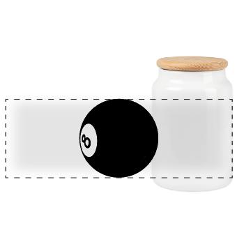 Billiard Ball Number 8 Pool - Illustration - Panoramic Cookie Jar with Wooden Lid - white - Front