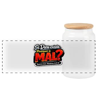 Si Dieu Existe Pourquoi le Mal Sticker - Boîte à biscuits avec couvercle en bois - blanc - Devant