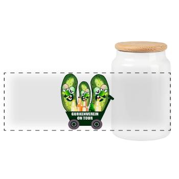 Cucumber Club Handcart Beer - Panoramic Cookie Jar with Wooden Lid - white - Front