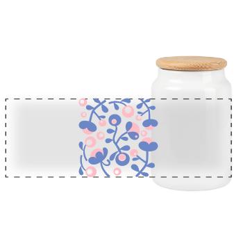 Abstrakte Pfingstrosen L Rose Blau Weiß - Panorama Keksdose mit Holzdeckel - Weiß - Vorne