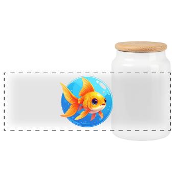 Goldfish - Panoramic Cookie Jar with Wooden Lid - white - Front