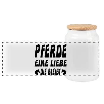 Pferde - Panorama Keksdose mit Holzdeckel - Weiß - Vorne