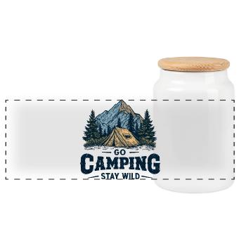 Aventure de camping : Dire : Allez camper, restez en liberté, campez - Boîte à biscuits avec couvercle en bois - blanc - Devant