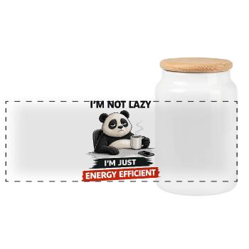 Energieeffizienter Panda Brew - Panorama Keksdose mit Holzdeckel - Weiß - Vorne