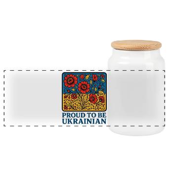 Ukrainian Pride – Blossom Folk - Panoramic Cookie Jar with Wooden Lid - white - Front