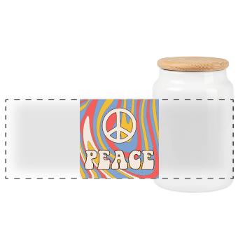 Design rétro hippie de paix – Ambiances et liberté des années 70 - Boîte à biscuits avec couvercle en bois - blanc - Devant
