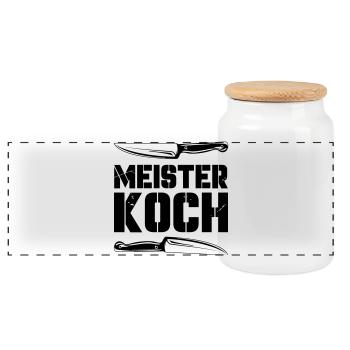 meister_koch - Panoramic Cookie Jar with Wooden Lid - white - Front