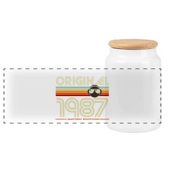 Original 1987 Limited Edition - Panoramic Cookie Jar with Wooden Lid - white - Front
