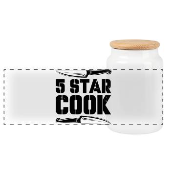 5_star_cook - Panoramic Cookie Jar with Wooden Lid - white - Front