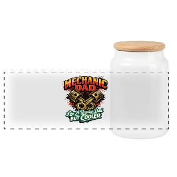 Mechanic Dad: Cool Mechanic Life - Panoramic Cookie Jar with Wooden Lid - white - Front