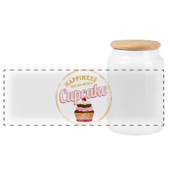 Cupcake Dessert Koch Vintage Kuchen Retro Design - Panorama Keksdose mit Holzdeckel - Weiß - Vorne