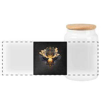 Montre ailée en or foncé - Boîte à biscuits avec couvercle en bois - blanc - Devant