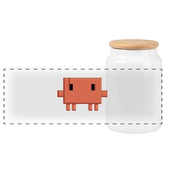 Claude Code Pixel AI Maskottchen-Entwickleraufkleber - Panorama Keksdose mit Holzdeckel - Weiß - Vorne