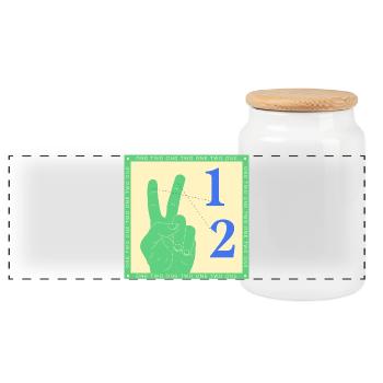 Graphique rétro One Two Counting Hand - Boîte à biscuits avec couvercle en bois - blanc - Devant