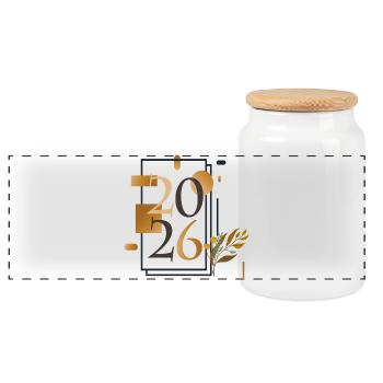 Mon année 2026 - Boîte à biscuits avec couvercle en bois - blanc - Devant