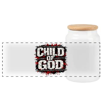 Child Of God Jesus loves you - Panoramic Cookie Jar with Wooden Lid - white - Front
