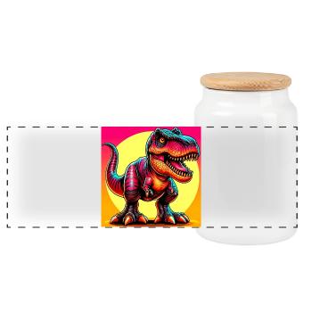 Dinosaurier - Panorama Keksdose mit Holzdeckel - Weiß - Vorne