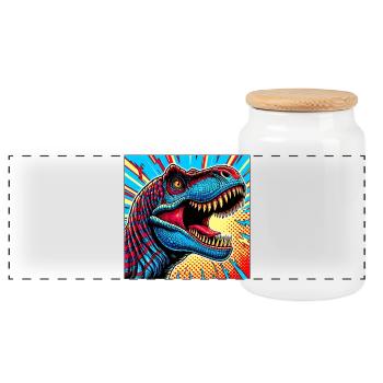 Dinosaurier - Panorama Keksdose mit Holzdeckel - Weiß - Vorne