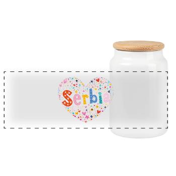 Cœur de Serbie - Boîte à biscuits avec couvercle en bois - blanc - Devant