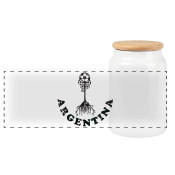 Argentina Football - Panoramic Cookie Jar with Wooden Lid - white - Front