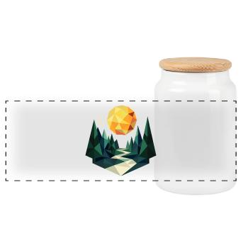Nuit lunaire dans la forêt polygonale - Boîte à biscuits avec couvercle en bois - blanc - Devant
