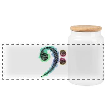 Clé basse Zentangle - Boîte à biscuits avec couvercle en bois - blanc - Devant