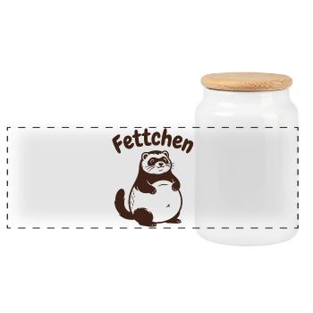 Ferrets - fats with a big belly - Panoramic Cookie Jar with Wooden Lid - white - Front