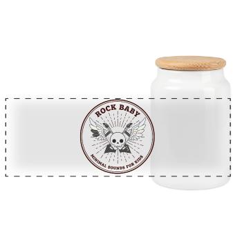Cercle Hipster du Crâne - Boîte à biscuits avec couvercle en bois - blanc - Devant