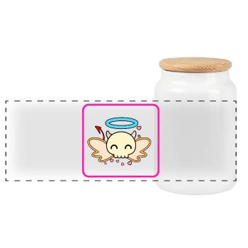 Skull Angel - Panoramic Cookie Jar with Wooden Lid - white - Front