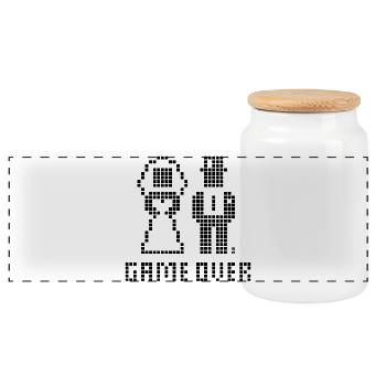 Game Over (Hochzeit, JGA, Brautpaar, Pixel / B) - Panorama Keksdose mit Holzdeckel - Weiß - Vorne