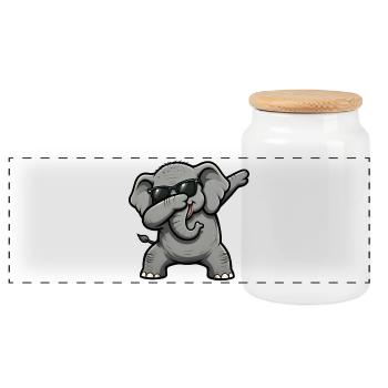 Dabbing Elephant - Panoramic Cookie Jar with Wooden Lid - white - Front