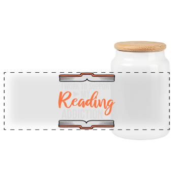 I Work To Support My Reading Addiction Bücher Logo - Panorama Keksdose mit Holzdeckel - Weiß - Vorne