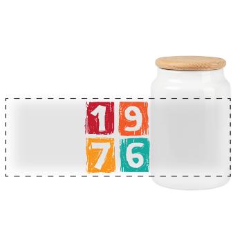 Millésime 1976 - Boîte à biscuits avec couvercle en bois - blanc - Devant
