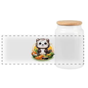 Panda de cuisine au festin - Boîte à biscuits avec couvercle en bois - blanc - Devant