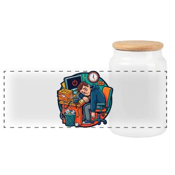 Travail fatigué au bureau Humour de stress - Boîte à biscuits avec couvercle en bois - blanc - Devant